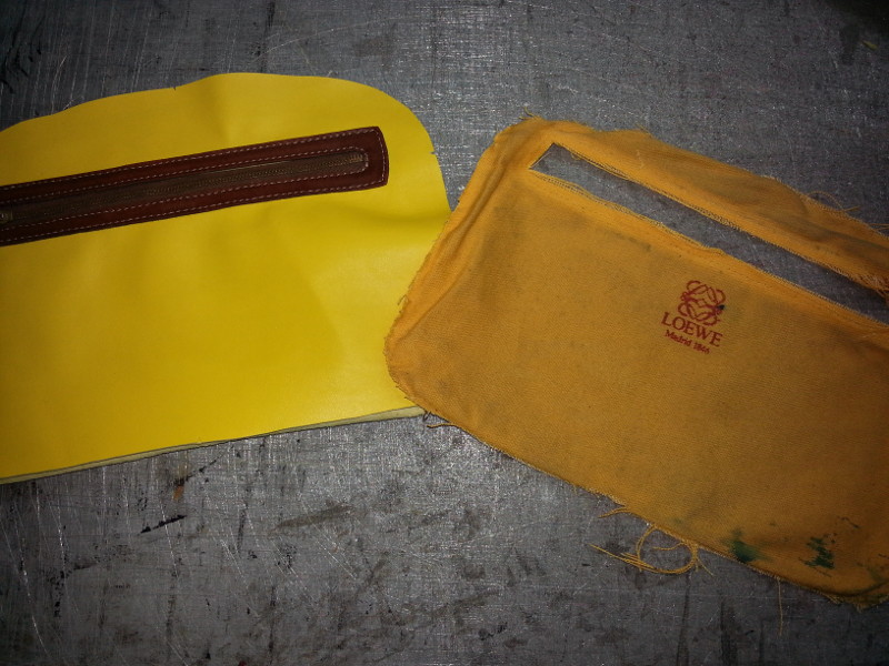 Ink stained leather bags