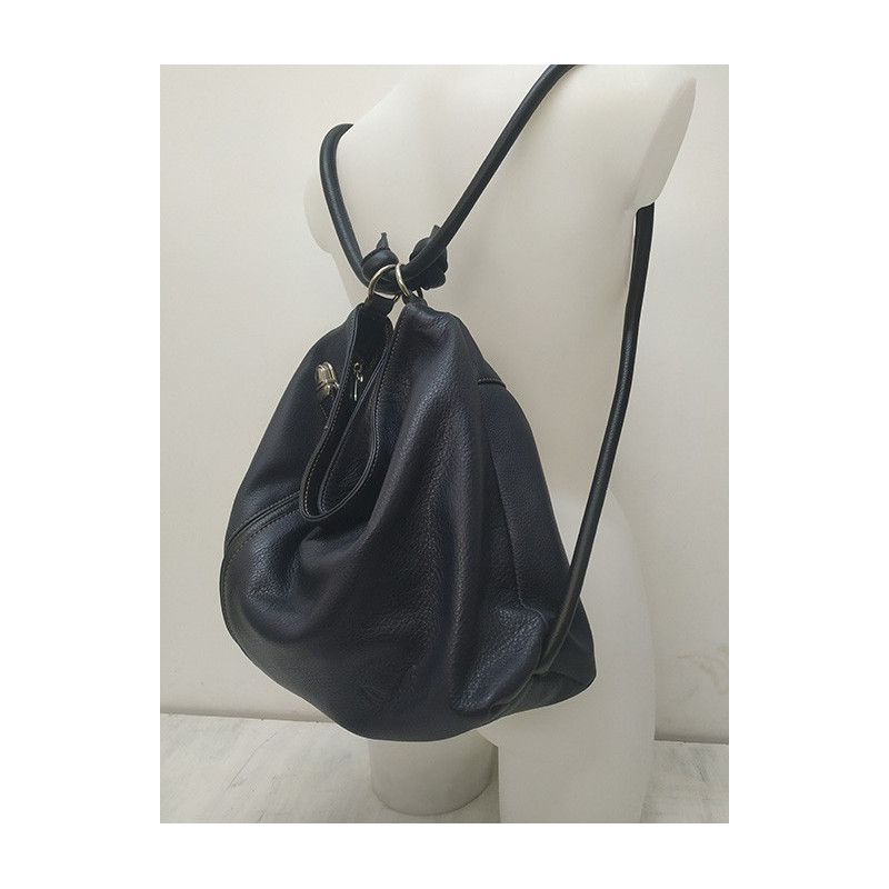 Navy blue leather Backpack